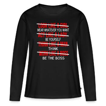 Cadeau féministe féministe féministe - T-shirt manches longues Premium bio Femme - noir - Devant - Julia (174cm)