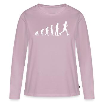 Jogging Laufen Läufer Evolution Lustig Geschenk - Frauen Premium Bio Langarmshirt - Altrosa - Vorne - Julia (174cm)