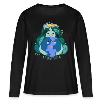 Mutter Erde Umwelt Natur Geschenk - Frauen Premium Bio Langarmshirt - Schwarz - Vorne - Julia (174cm)