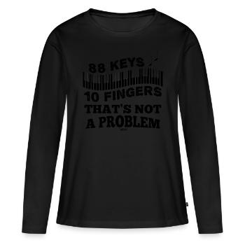 Clavier de piano Touches de cadeau de piano - T-shirt manches longues Premium bio Femme - noir - Devant - Julia (174cm)