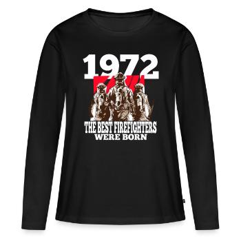 Feuerwehrmann Geschenk 1972 Geburtstag Feuerwehr - Frauen Premium Bio Langarmshirt - Schwarz - Vorne - Julia (174cm)