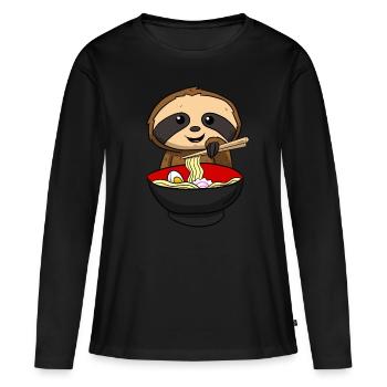 Ramen paresseux otaku - T-shirt manches longues Premium bio Femme - noir - Devant - Julia (174cm)
