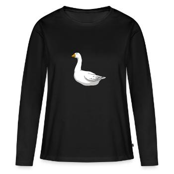 Gans - Frauen Premium Bio Langarmshirt - Schwarz - Vorne - Julia (174cm)