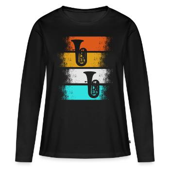 Tubaspieler Vintage Musik Tuba Musiker Geschenk - Frauen Premium Bio Langarmshirt - Schwarz - Vorne - Julia (174cm)