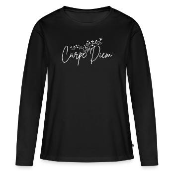 carpe Diem - T-shirt manches longues Premium bio Femme - noir - Devant - Julia (174cm)