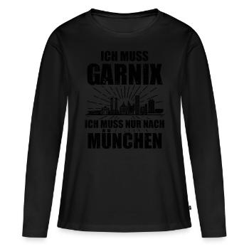 München Skyline Münchener Bayrisch Oberbayern - Frauen Premium Bio Langarmshirt - Schwarz - Vorne - Julia (174cm)
