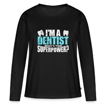 Dentiste dents dentiste dentifrice pratique - T-shirt manches longues Premium bio Femme - noir - Devant - Julia (174cm)