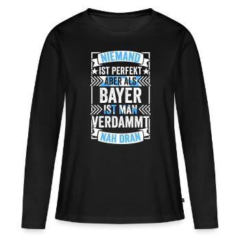 Bayer Bayern Bayerisch Bairisch Oberbayern München - Frauen Premium Bio Langarmshirt - Schwarz - Vorne - Julia (174cm)