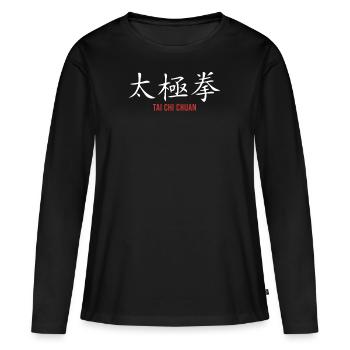Tai Chi Chuan Yin Yang - T-shirt manches longues Premium bio Femme - noir - Devant - Julia (174cm)