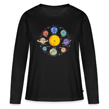 Planètes du système solaire - Galaxy Spaceman Gift - T-shirt manches longues Premium bio Femme - noir - Devant - Julia (174cm)