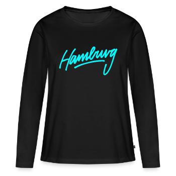 Hamburg - Frauen Premium Bio Langarmshirt - Schwarz - Vorne - Julia (174cm)
