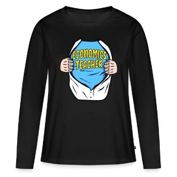 Le professeur d’économie super-héros économistes cadeau - T-shirt manches longues Premium bio Femme - noir - Devant - Julia (174cm)