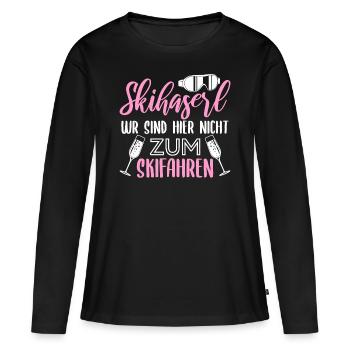 Hüttengaudi Apres Ski Skihase Skihaserl Geschenk - Frauen Premium Bio Langarmshirt - Schwarz - Vorne - Julia (174cm)