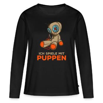Je joue avec des poupées - poupée vaudou - sarcasme - T-shirt manches longues Premium bio Femme - noir - Devant - Julia (174cm)