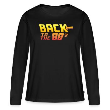 80er Jahre 80er Jahre Kostüm 80er Party 80er Hits - Frauen Premium Bio Langarmshirt - Schwarz - Vorne - Julia (174cm)