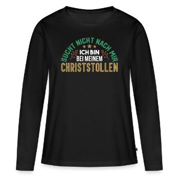 Advent Weihnachtsstollen Stollen Christstollen - Frauen Premium Bio Langarmshirt - Schwarz - Vorne - Julia (174cm)