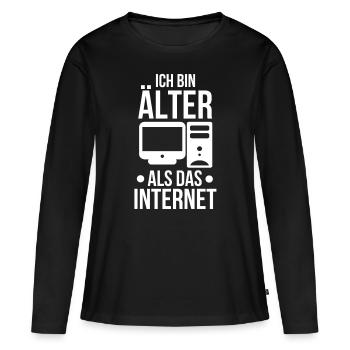 Ich bin älter als das Internet - Frauen Premium Bio Langarmshirt - Schwarz - Vorne - Julia (174cm)