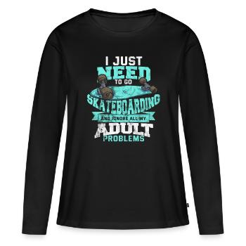 Tableau cadeau Skateboard Life Kickflip SK8ing - T-shirt manches longues Premium bio Femme - noir - Devant - Julia (174cm)