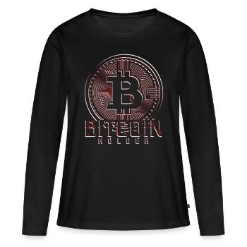 Titulaire de Bitcoin, dicton Bitcoin, monnaie en ligne - T-shirt manches longues Premium bio Femme - noir - Devant - Julia (174cm)