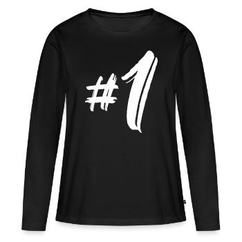 number 1 - Women's Premium Organic Long Sleeve Shirt - black - Front - Julia (174cm)