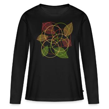 feuilles - T-shirt manches longues Premium bio Femme - noir - Devant - Julia (174cm)