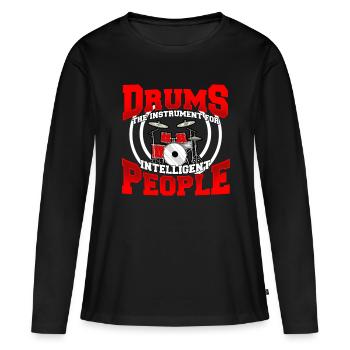 Tambours - T-shirt manches longues Premium bio Femme - noir - Devant - Julia (174cm)