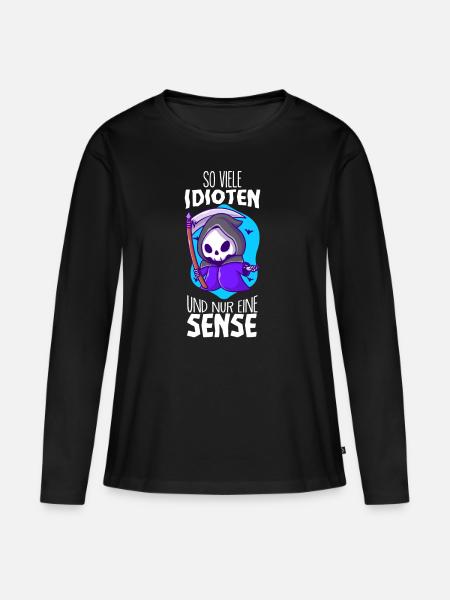 Lustige Sprüche - Frauen Premium Bio Langarmshirt - Schwarz