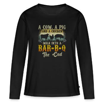 Grilling BBQ - Women's Premium Organic Long Sleeve Shirt - black - Front - Julia (174cm)