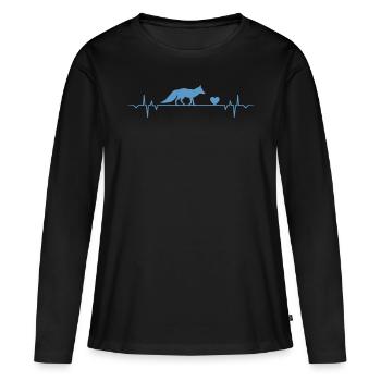 Renard arctique mignon renard animal marche renard arctique - T-shirt manches longues Premium bio Femme - noir - Devant - Julia (174cm)
