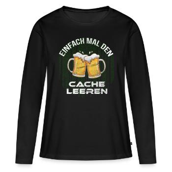 Cache leeren mit Bier Informatiker Programmierer - Frauen Premium Bio Langarmshirt - Schwarz - Vorne - Julia (174cm)