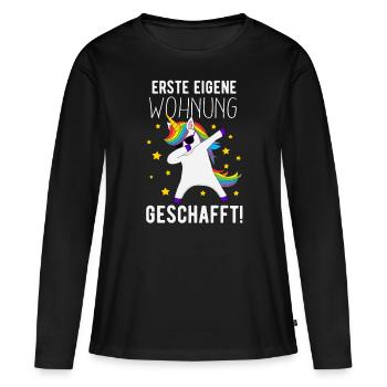 Einzug eigene Wohnung Damen Einweihungsgeschenk - Frauen Premium Bio Langarmshirt - Schwarz - Vorne - Julia (174cm)