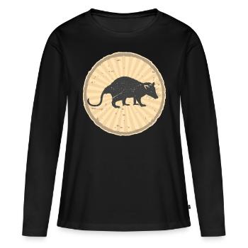 Chat ordures mignon animal possum rat raton laveur - T-shirt manches longues Premium bio Femme - noir - Devant - Julia (174cm)