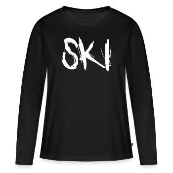 Ski Skifahrer Skier - Frauen Premium Bio Langarmshirt - Schwarz - Vorne - Julia (174cm)