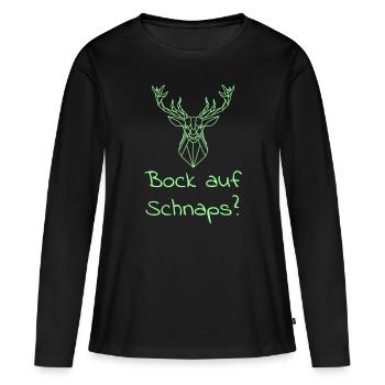 Schnaps trinken Spruch - Frauen Premium Bio Langarmshirt - Schwarz - Vorne - Julia (174cm)