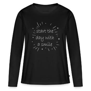 Smile smile saying - Women's Premium Organic Long Sleeve Shirt - black - Front - Julia (174cm)