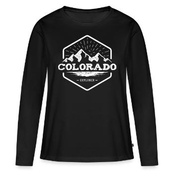 Colorado Explorer - Frauen Premium Bio Langarmshirt - Schwarz - Vorne - Julia (174cm)