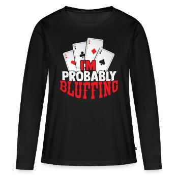 poker - T-shirt manches longues Premium bio Femme - noir - Devant - Julia (174cm)