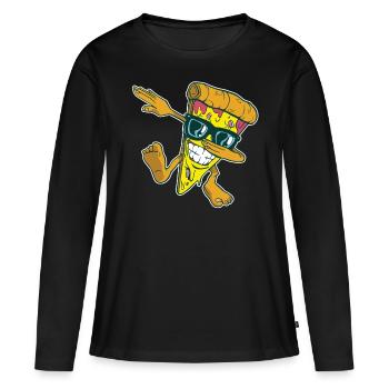 Pizza pizza maker manger pizza drôle de pizza - T-shirt manches longues Premium bio Femme - noir - Devant - Julia (174cm)