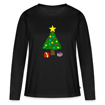 Sapin de Noël - T-shirt manches longues Premium bio Femme - noir - Devant - Julia (174cm)