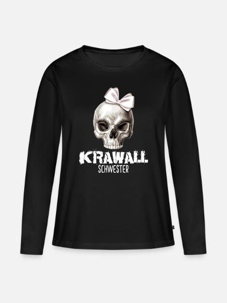 Krawallschwester - Frauen Premium Bio Langarmshirt - Schwarz