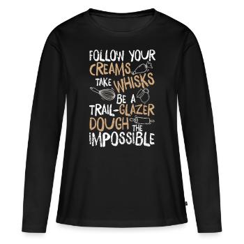 Cuisine Cuisine Cuisine Cadeaux Cuisines - T-shirt manches longues Premium bio Femme - noir - Devant - Julia (174cm)