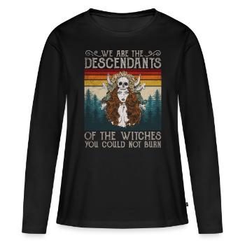 Sorcière Halloween Retro Wicca Mesdames Retro Pagan - T-shirt manches longues Premium bio Femme - noir - Devant - Julia (174cm)