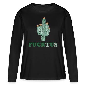 Fuck you - majeur - doigt puant - cactus - T-shirt manches longues Premium bio Femme - noir - Devant - Julia (174cm)
