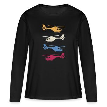 135 hélicoptères hélicoptères hélicoptères - T-shirt manches longues Premium bio Femme - noir - Devant - Julia (174cm)