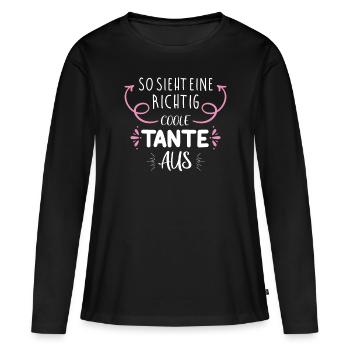 So sieht eine richtig coole Tante aus - Frauen Premium Bio Langarmshirt - Schwarz - Vorne - Julia (174cm)