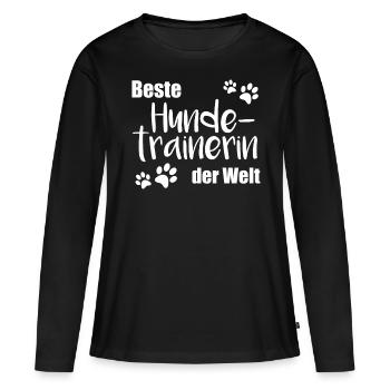 Beste Hundetrainerin Hunde Trainerin Geschenk - Frauen Premium Bio Langarmshirt - Schwarz - Vorne - Julia (174cm)
