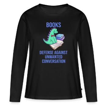 Livres lire livre dino drôle - T-shirt manches longues Premium bio Femme - noir - Devant - Julia (174cm)