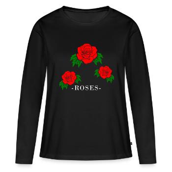 rote Rosen - Frauen Premium Bio Langarmshirt - Schwarz - Vorne - Julia (174cm)