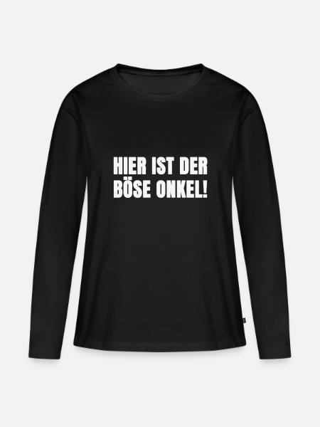 böser Onkel Spruch - Frauen Premium Bio Langarmshirt - Schwarz