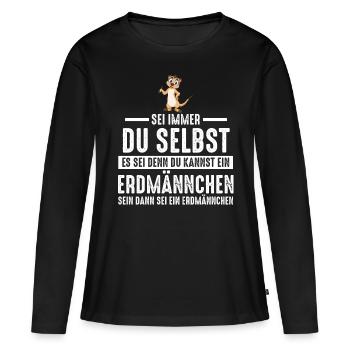 Erdmännchen Zootier Erdmännchenliebhaber Geschenk - Frauen Premium Bio Langarmshirt - Schwarz - Vorne - Julia (174cm)